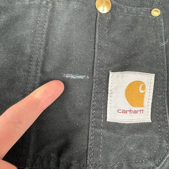 VTG Carhartt Bib Overalls Mens 52x31 Black Duble Knee Duck Quilt Lined USA RO2 - Picture 8 of 11